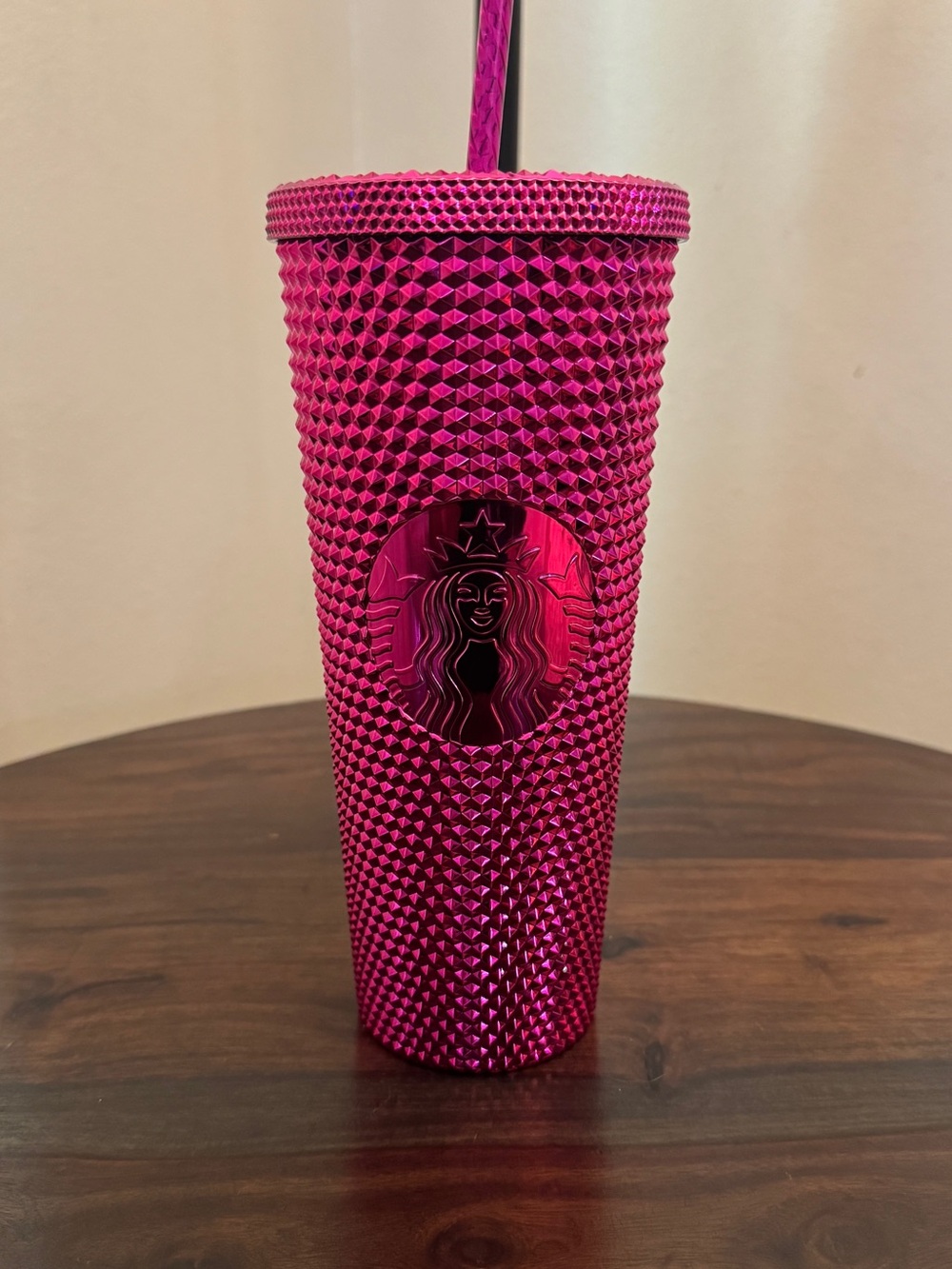 Starbucks Metallic Hot Pink Studded Tumbler with Straw
